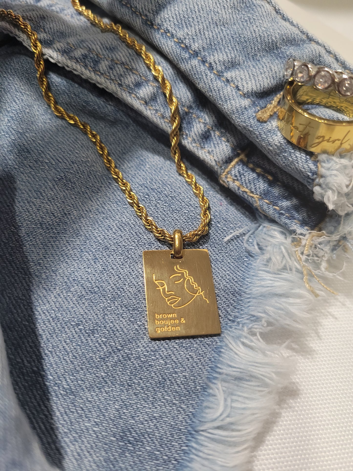 " BOUJEE & GOLDEN" ENGRAVED NECKLACE
