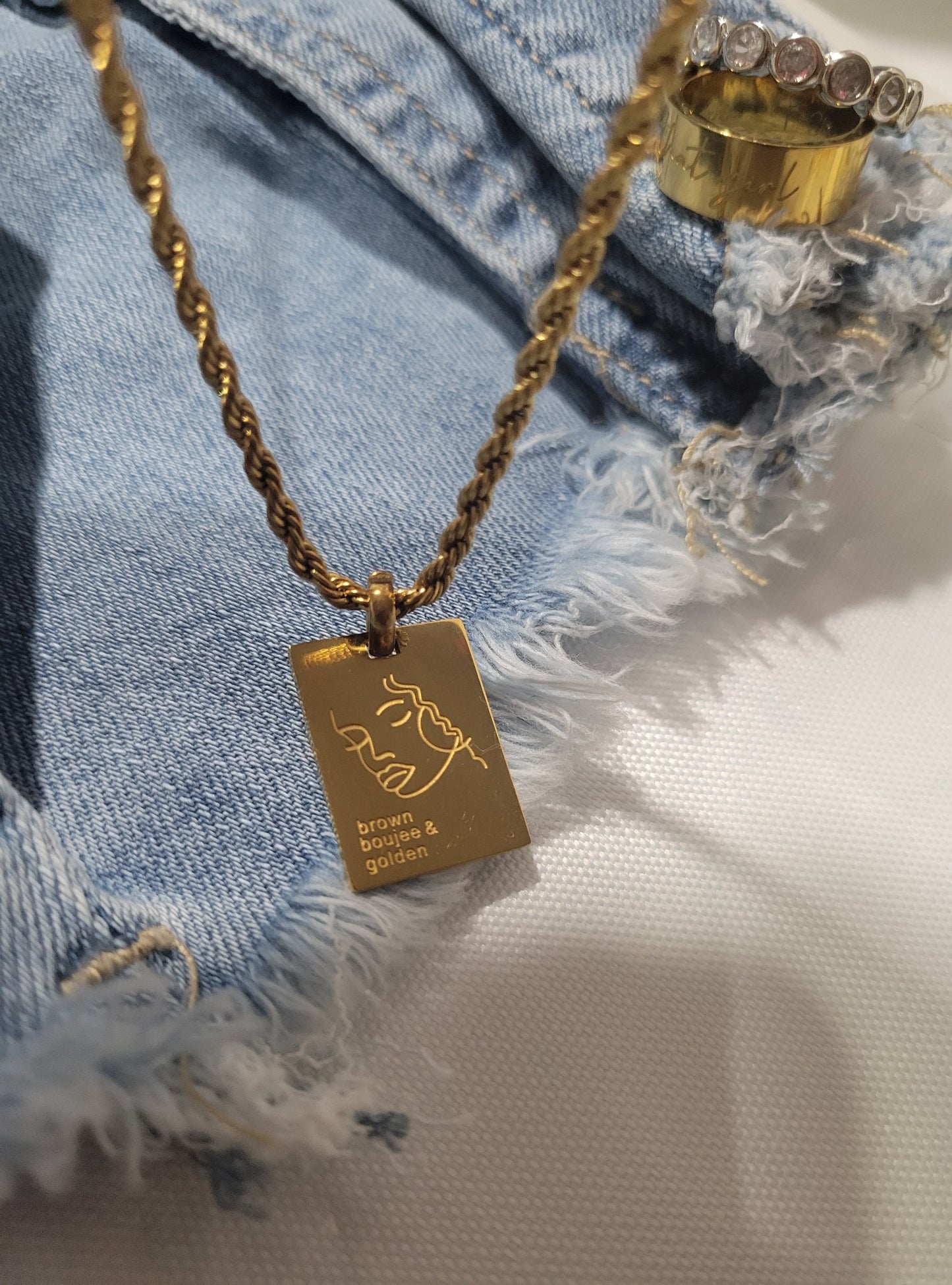 " BOUJEE & GOLDEN" ENGRAVED NECKLACE