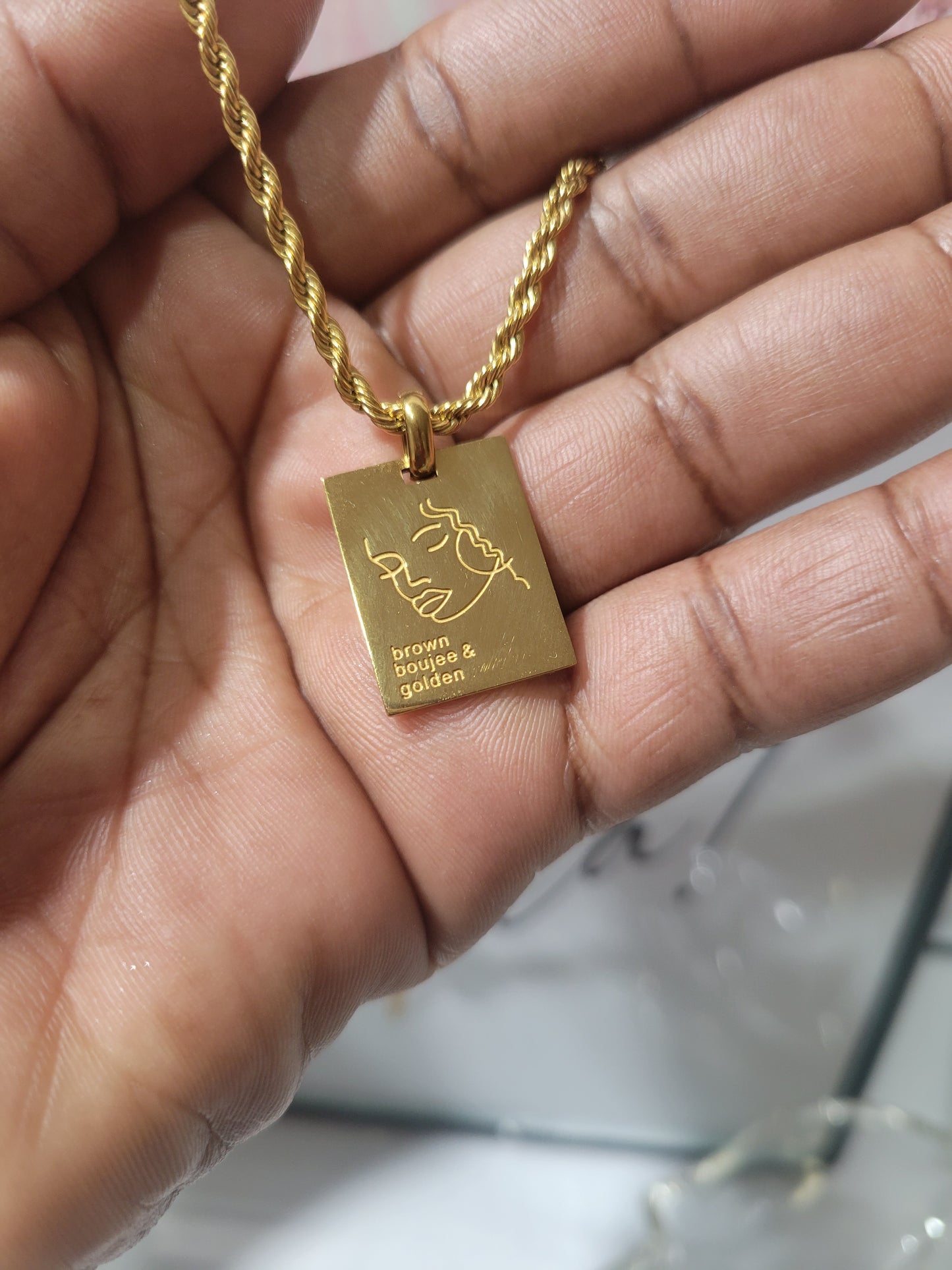 " BOUJEE & GOLDEN" ENGRAVED NECKLACE