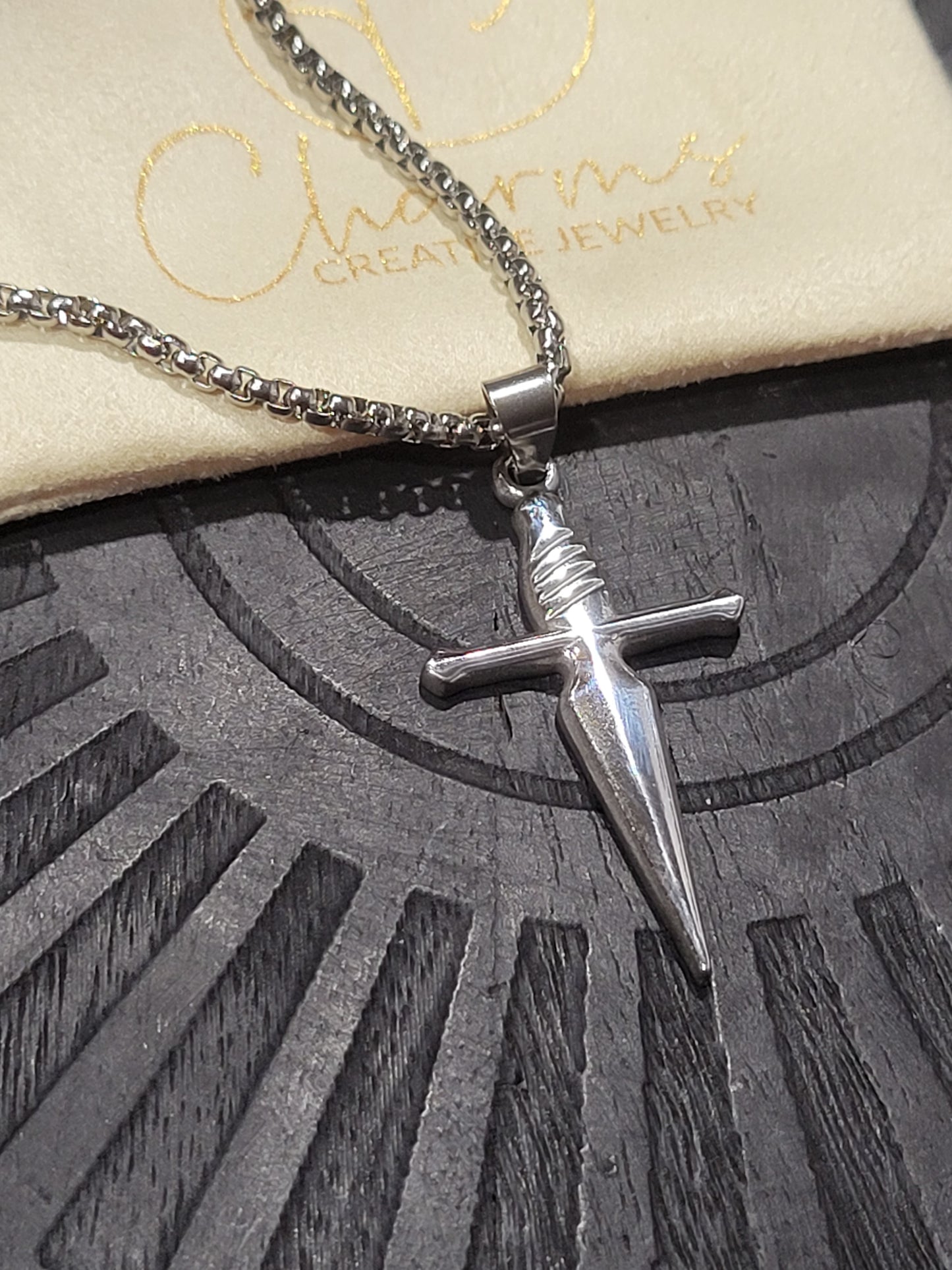 SWORD CROSS STEEL NECKLACE
