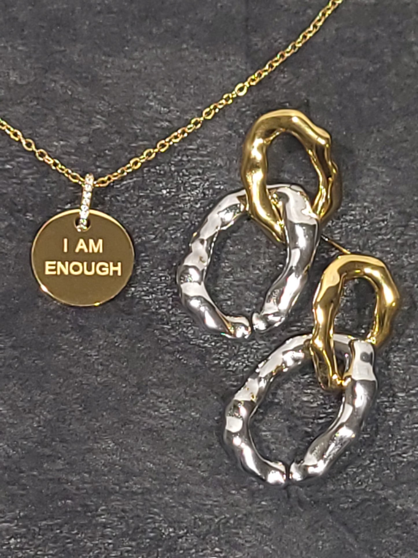 I AM ENOUGH NECKLACE EARRING SET