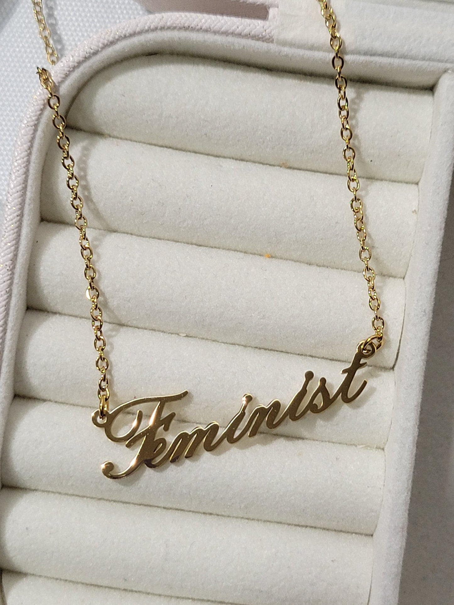 FEMINIST SCRIPT NECKLACE
