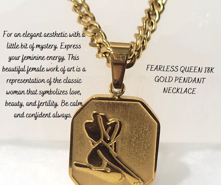 FEARLESS QUEEN 18K GOLD PENDANT NECKLACE