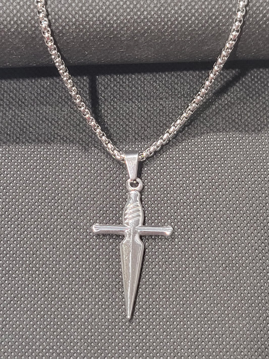 SWORD CROSS STEEL NECKLACE