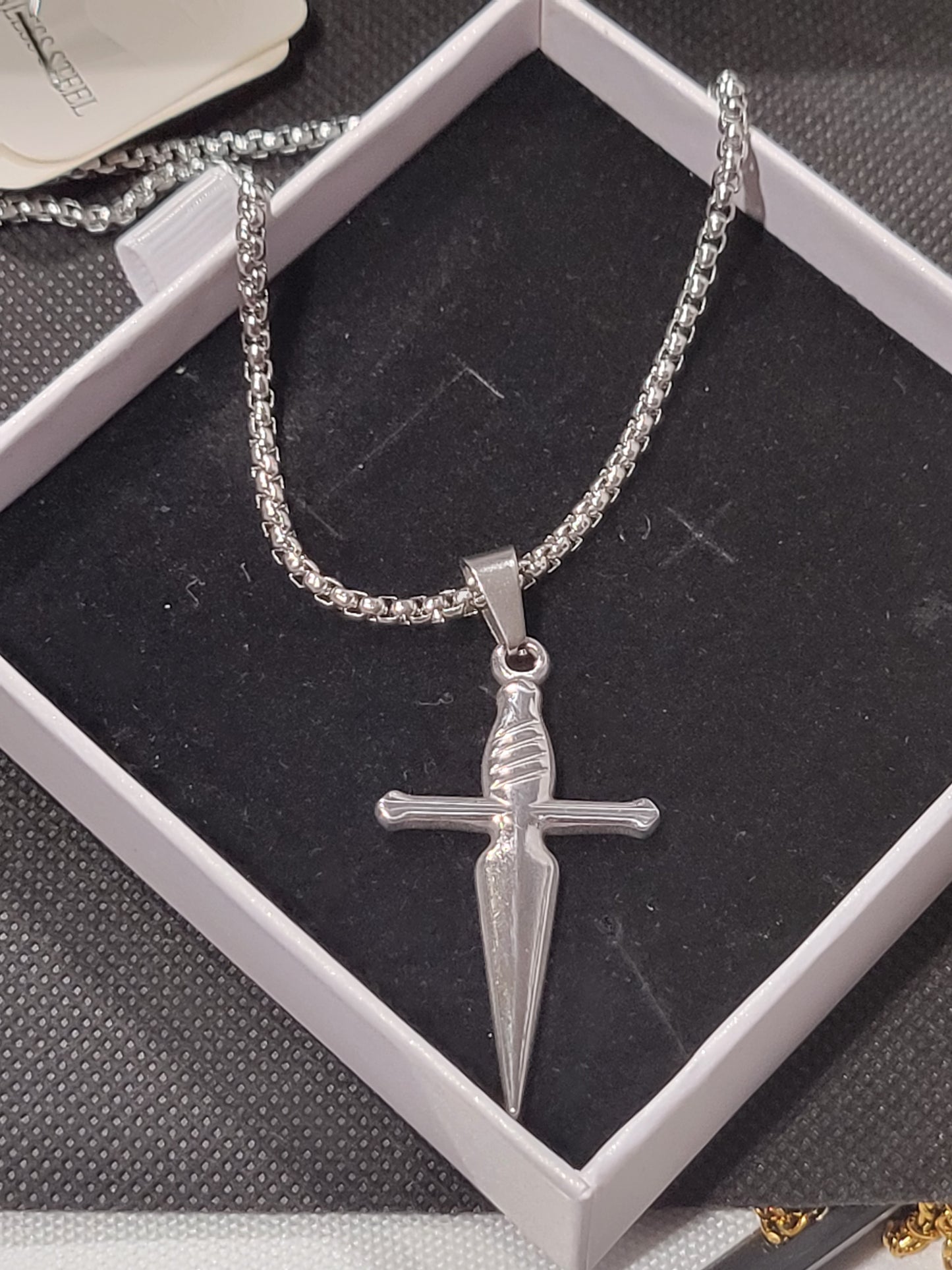 SWORD CROSS STEEL NECKLACE