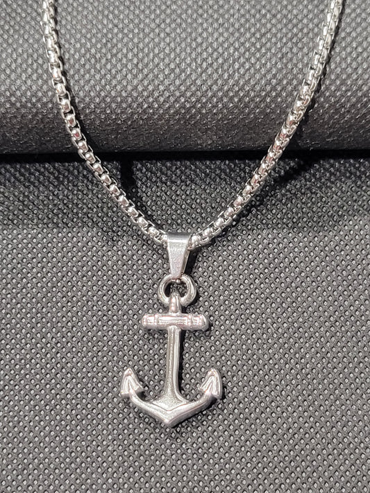 MEN'S ANCHOR CHARM NECKLACE
