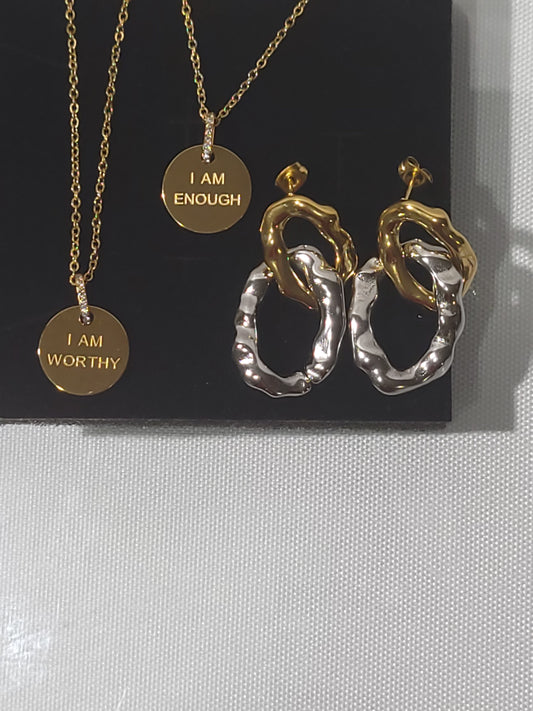 I AM ENOUGH NECKLACE EARRING SET