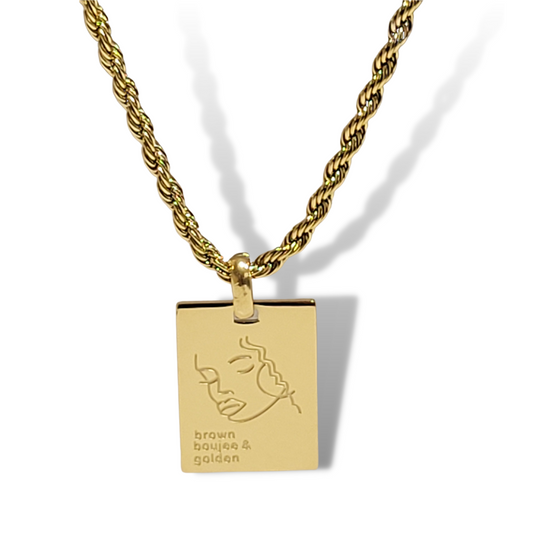" BOUJEE & GOLDEN" ENGRAVED  NECKLACE