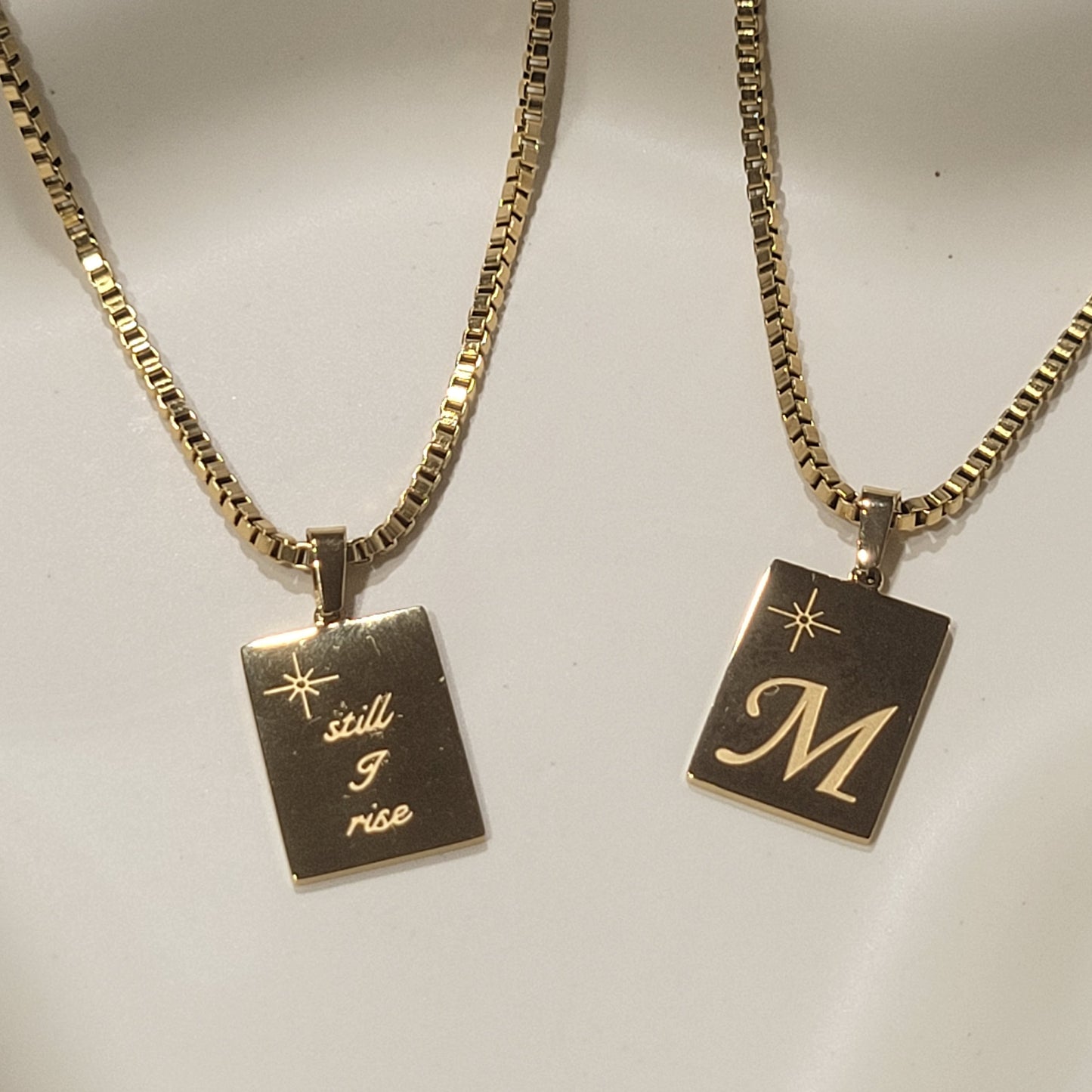 "STILL I RISE" INITIAL  PENDANT NECKLACE