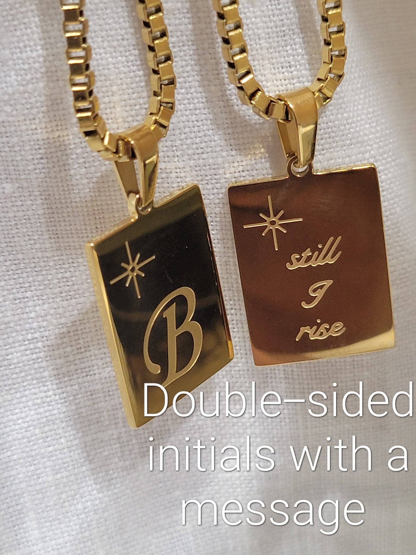 "STILL I RISE" INITIAL  PENDANT NECKLACE