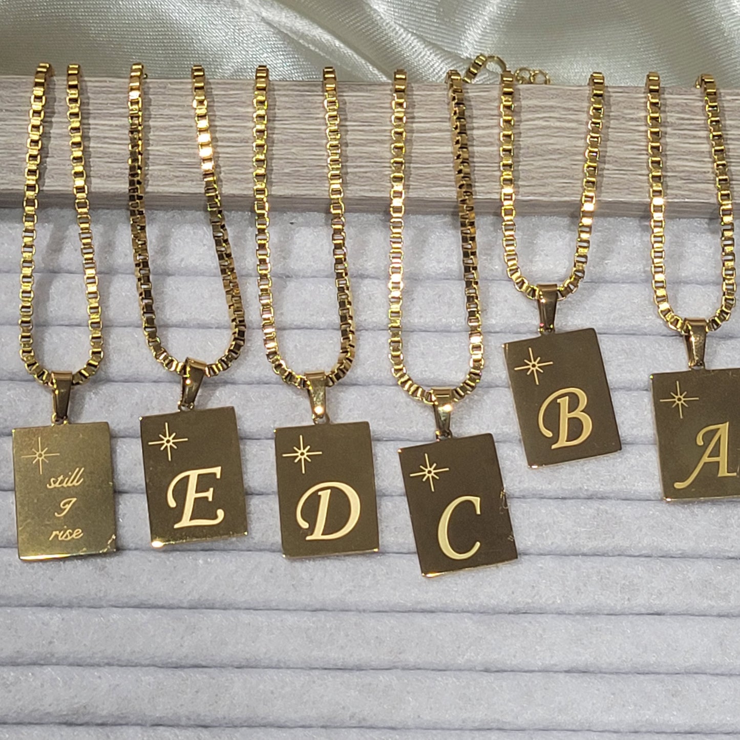 "STILL I RISE" INITIAL  PENDANT NECKLACE